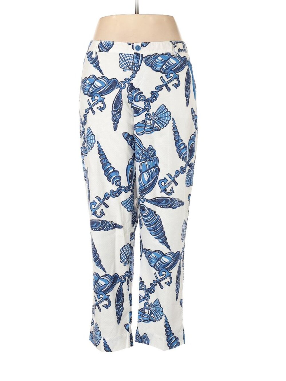 Lilly Pulitzer Fallin' In Love Blue White Anchor Shell Mitzie Pants Size 16